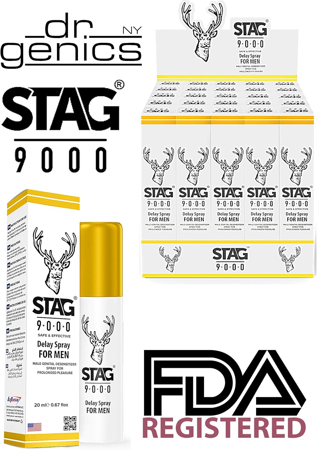 Stag 9000 Delay Spray for Men - 0.67 fl oz / 20 ml (Made in Germany) - Delay Stores