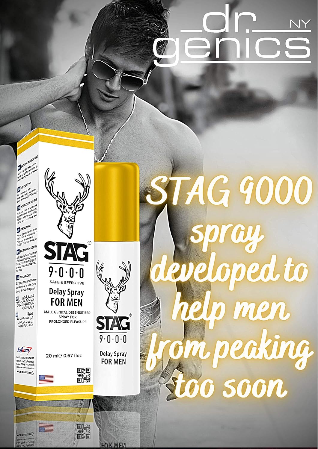 Stag 9000 Delay Spray for Men - 0.67 fl oz / 20 ml (Made in Germany) - Delay Stores